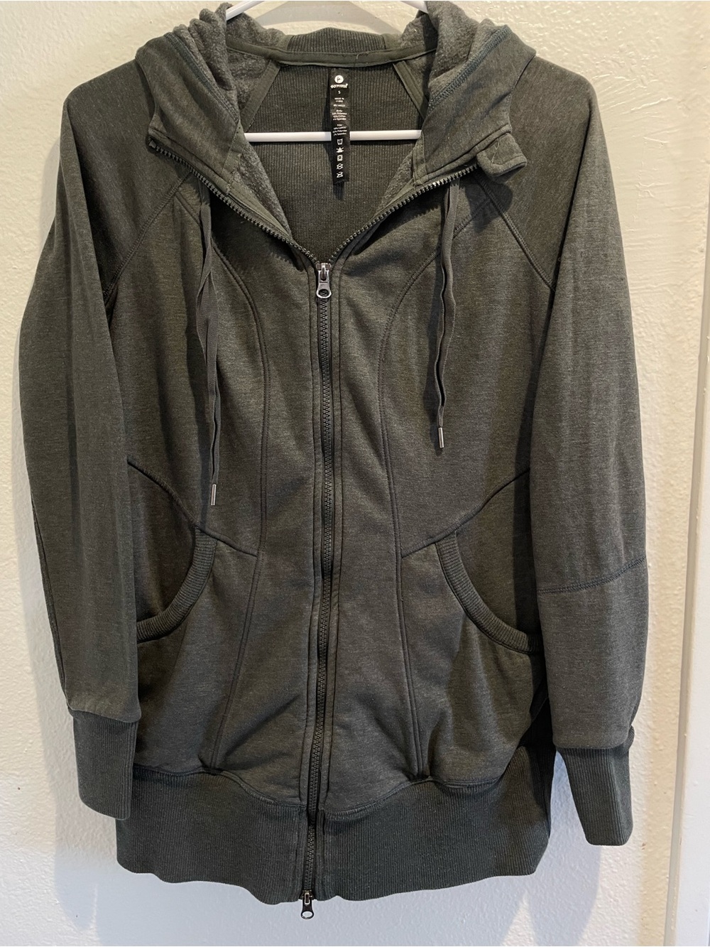 90 Degree By Reflex Women's Dark Gray Full-Zip Hoodie Ribbed Bomber Jacket Small
